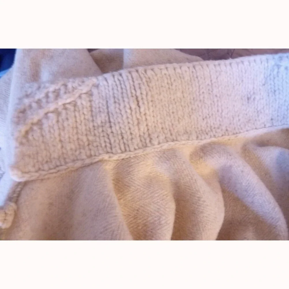 Vintage 60s herringbone wool tweed knit collar poncho cape button front OSFA